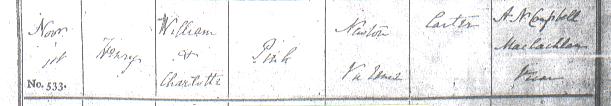 Henry Pink's baptism certificate