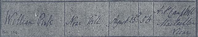 William Pink's burial certificate